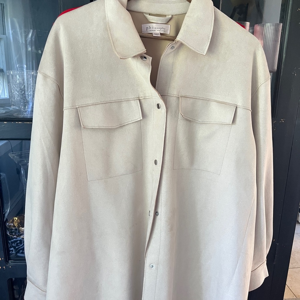 Philosophy Cream Suede Utility Jacket